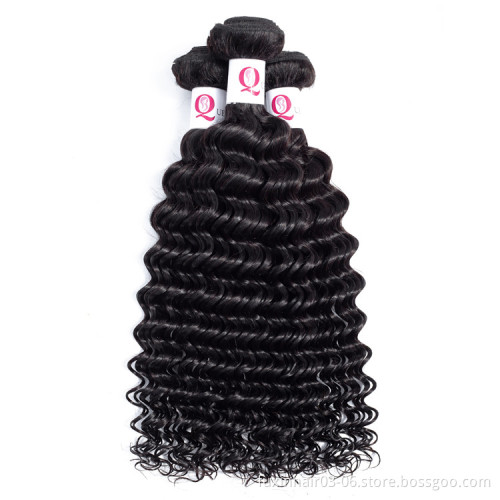 Real Virgin Human Hair 100% Deep Wave Raw Remy Brazilian Cheap 6a Pure Human Hair Bundles with Lace Closure